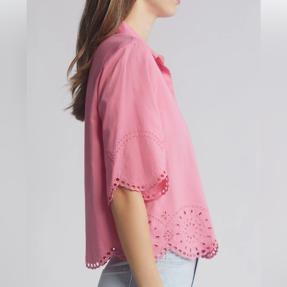 Pink Eyelet Women's Top - Picture 3 of 6